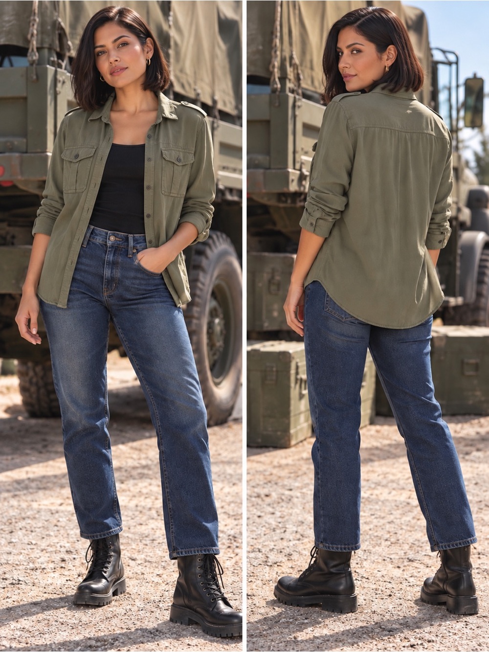 Mossimo Supply Co. Olive Green Button-Down Utility Shirt